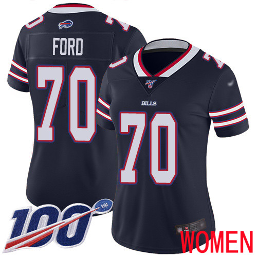 Women Buffalo Bills #70 Cody Ford Limited Navy Blue Inverted Legend 100th Season NFL Jersey->women nfl jersey->Women Jersey